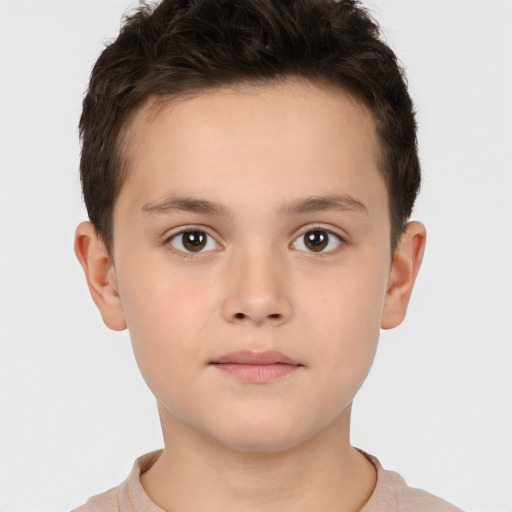 Neutral white child male with short  brown hair and brown eyes