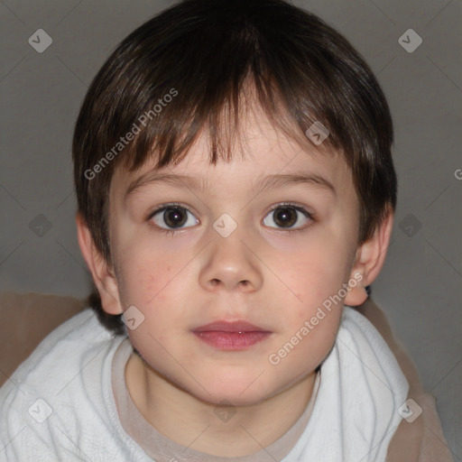 Neutral white child male with short  brown hair and brown eyes