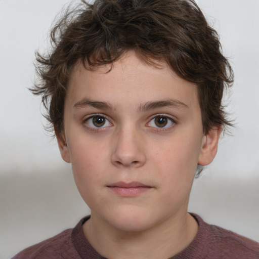 Neutral white child male with short  brown hair and brown eyes