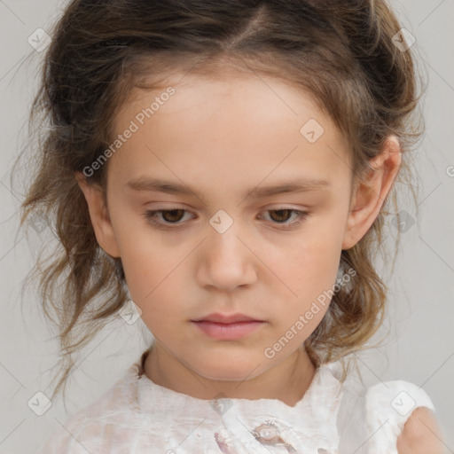 Neutral white child female with medium  brown hair and brown eyes