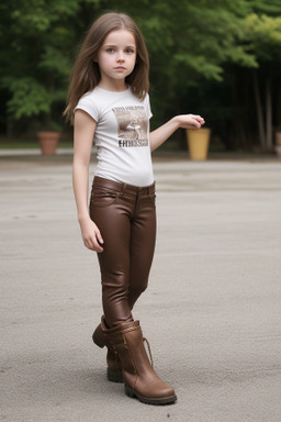 Caucasian child girl with  brown hair