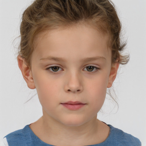 Neutral white child female with short  brown hair and brown eyes