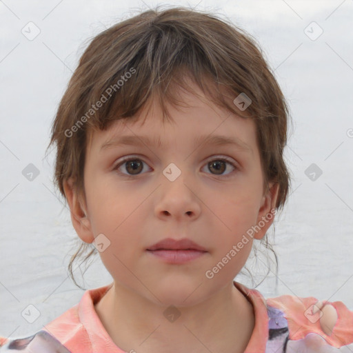 Neutral white child female with medium  brown hair and brown eyes