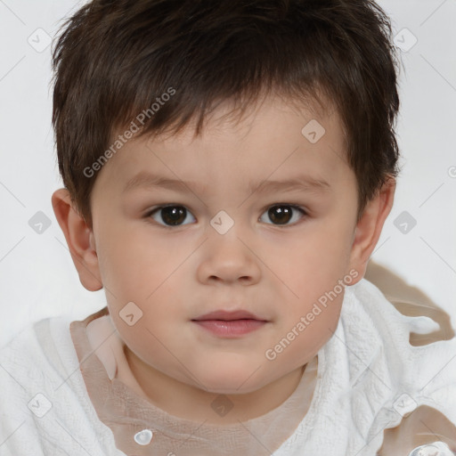 Neutral white child male with short  brown hair and brown eyes