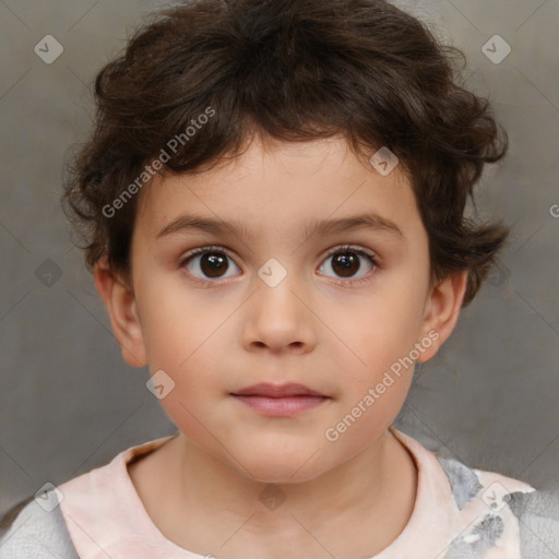 Neutral white child male with short  brown hair and brown eyes