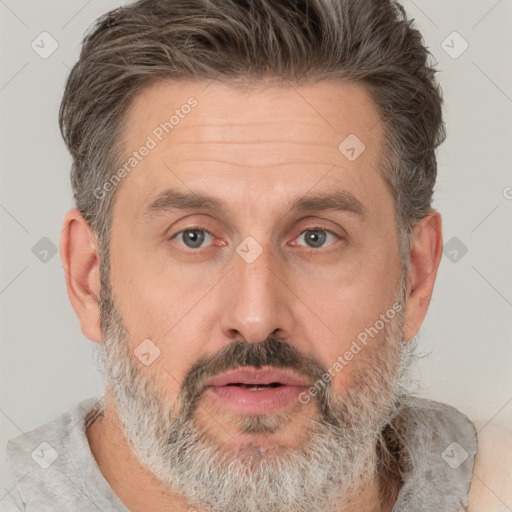 Neutral white adult male with short  brown hair and brown eyes