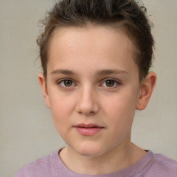 Neutral white child female with short  brown hair and brown eyes