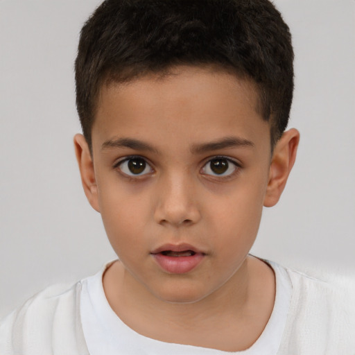 Neutral white child male with short  brown hair and brown eyes