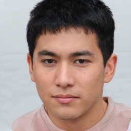 Neutral asian young-adult male with short  brown hair and brown eyes