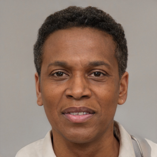 Joyful latino adult male with short  brown hair and brown eyes