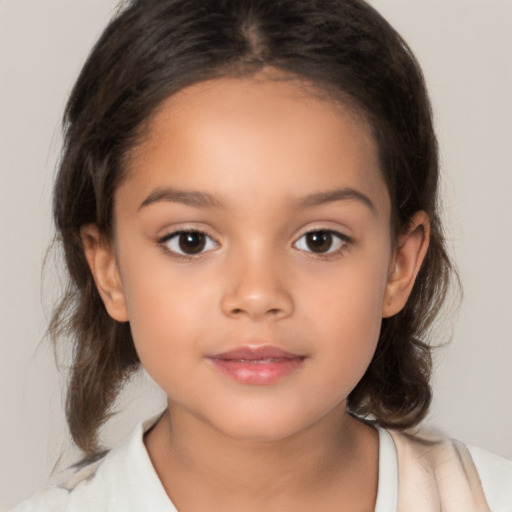 Neutral white child female with medium  brown hair and brown eyes