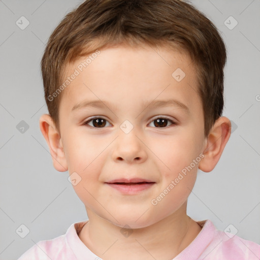 Neutral white child male with short  brown hair and brown eyes