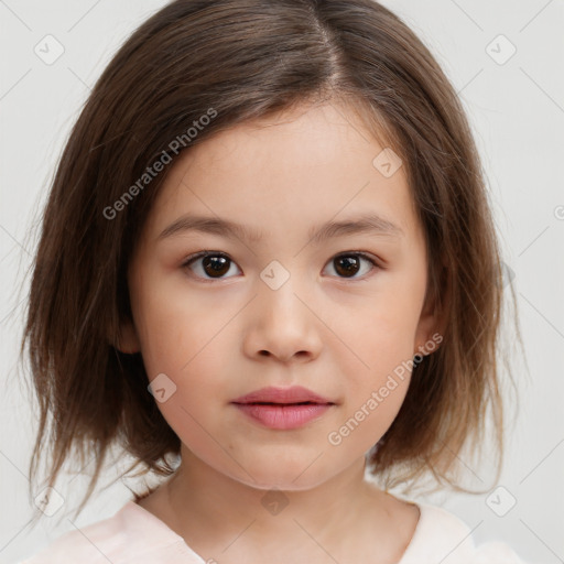 Neutral white child female with medium  brown hair and brown eyes