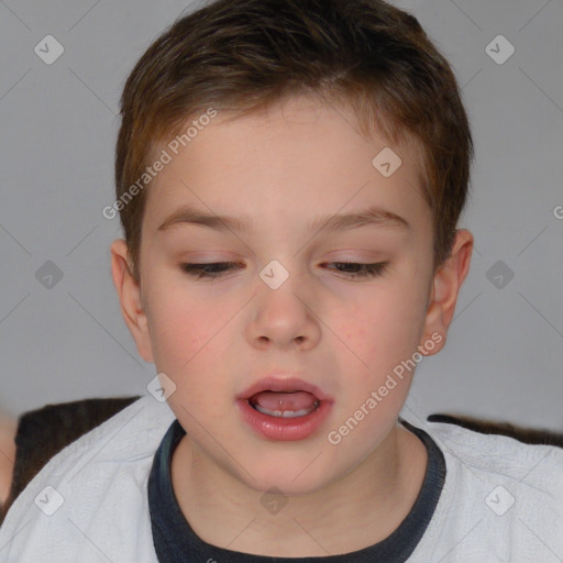 Neutral white child male with short  brown hair and brown eyes