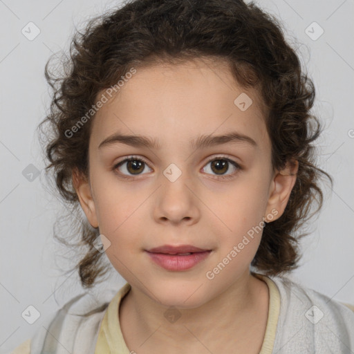 Neutral white child female with medium  brown hair and brown eyes