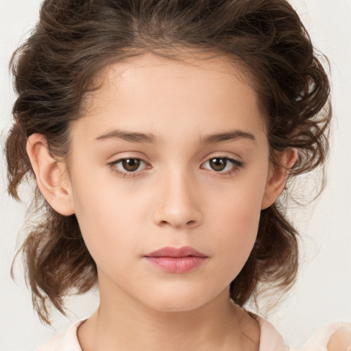 Neutral white child female with medium  brown hair and brown eyes