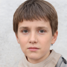 Neutral white child male with short  brown hair and grey eyes