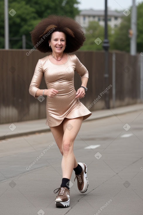 Caucasian middle-aged female with  brown hair