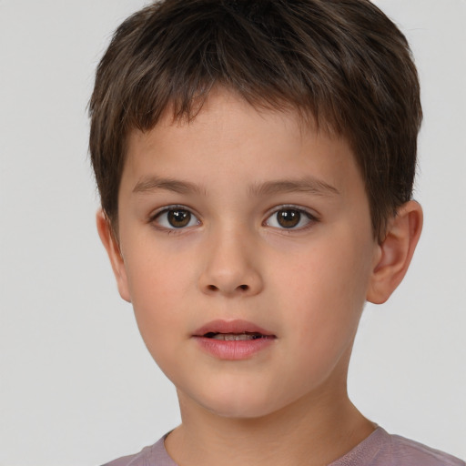Neutral white child male with short  brown hair and brown eyes