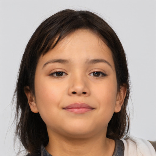 Neutral asian child female with medium  brown hair and brown eyes