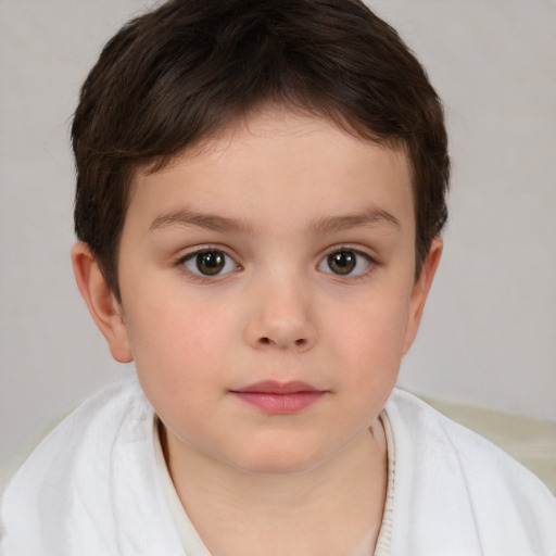 Neutral white child female with short  brown hair and brown eyes