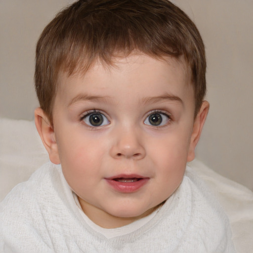 Neutral white child male with short  brown hair and brown eyes