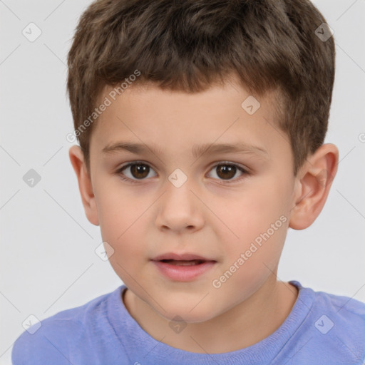 Neutral white child male with short  brown hair and brown eyes