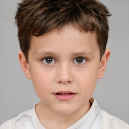 Neutral white child male with short  brown hair and brown eyes