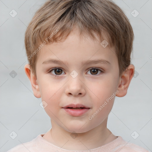 Neutral white child male with short  brown hair and brown eyes