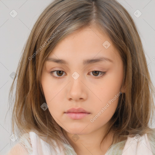 Neutral white child female with medium  brown hair and brown eyes