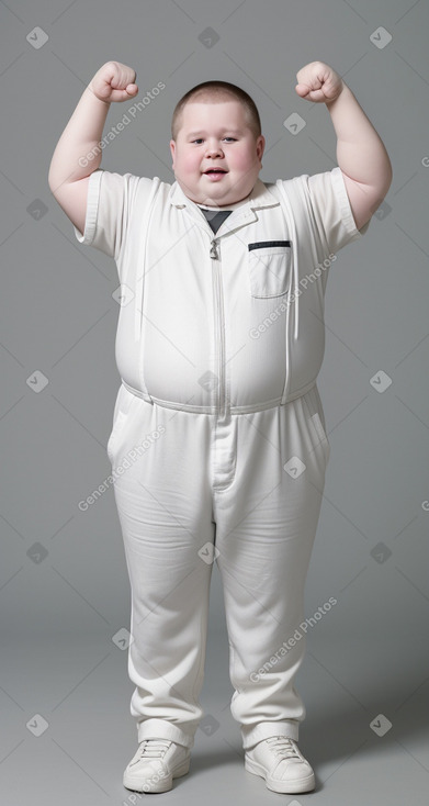 Caucasian child male with  white hair