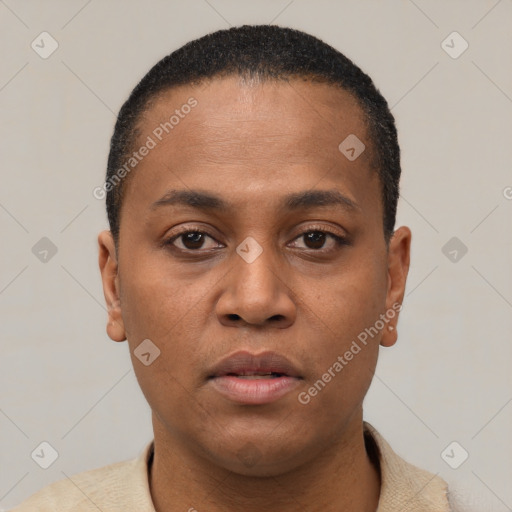 Neutral latino young-adult male with short  brown hair and brown eyes