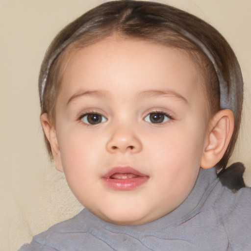 Neutral white child female with medium  brown hair and brown eyes