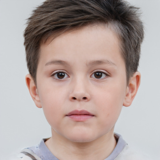 Neutral white child male with short  brown hair and brown eyes