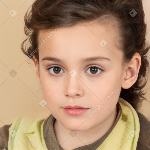 Neutral white child female with medium  brown hair and brown eyes