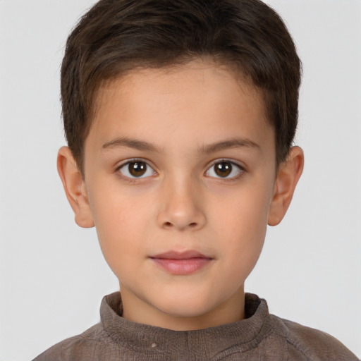 Neutral white child male with short  brown hair and brown eyes