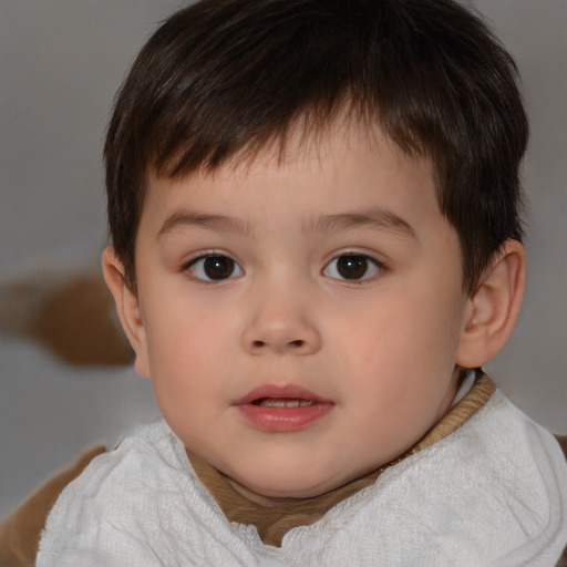 Neutral white child male with short  brown hair and brown eyes