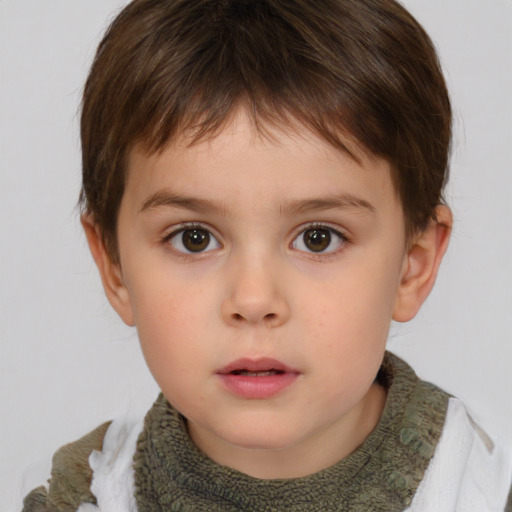 Neutral white child male with short  brown hair and brown eyes