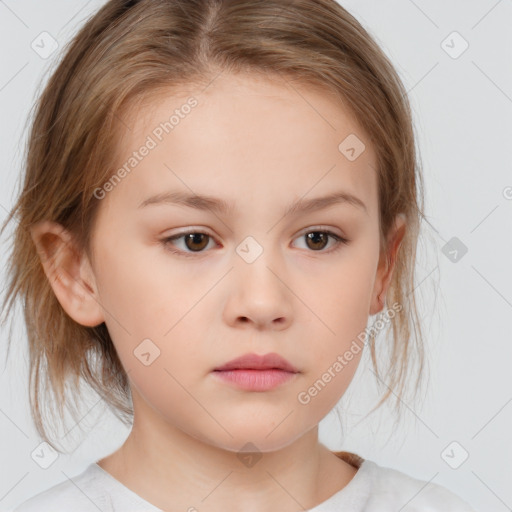 Neutral white child female with medium  brown hair and brown eyes