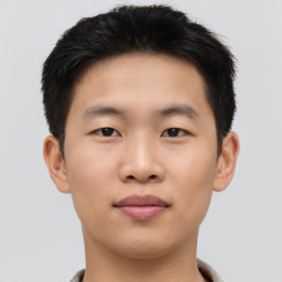 Neutral asian young-adult male with short  brown hair and brown eyes