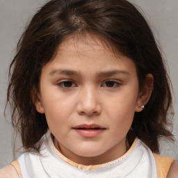 Neutral white child female with medium  brown hair and brown eyes