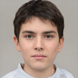 Neutral white child male with short  brown hair and brown eyes