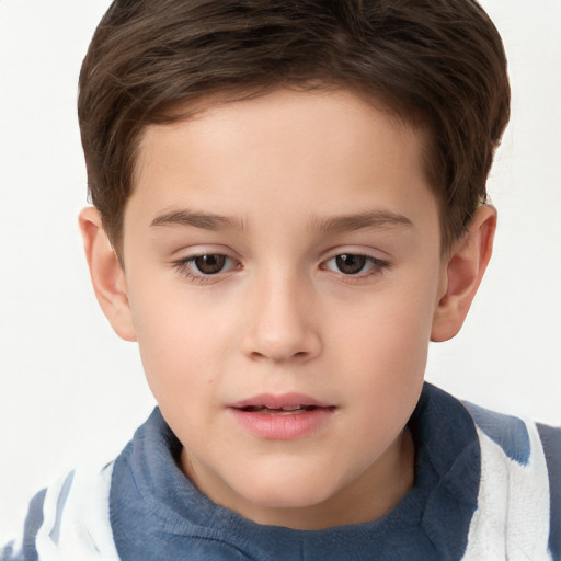 Neutral white child male with short  brown hair and brown eyes