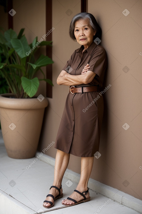 Filipino elderly female with  brown hair