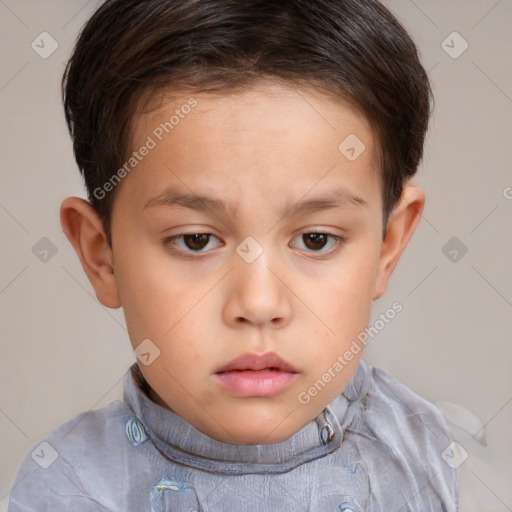 Neutral white child male with short  brown hair and brown eyes