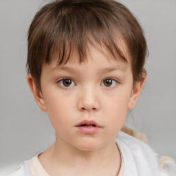 Neutral white child female with short  brown hair and brown eyes