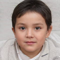 Neutral white child female with short  brown hair and brown eyes