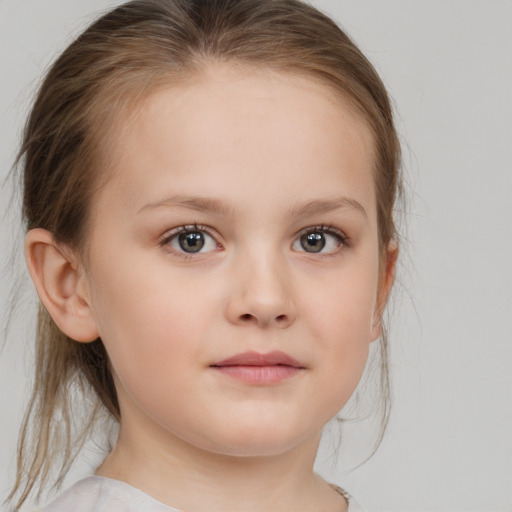 Neutral white child female with medium  brown hair and brown eyes