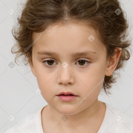 Neutral white child female with medium  brown hair and brown eyes