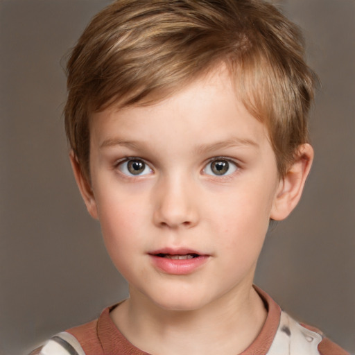 Neutral white child male with short  brown hair and brown eyes